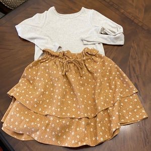 Skirt and long sleeve t-shirt